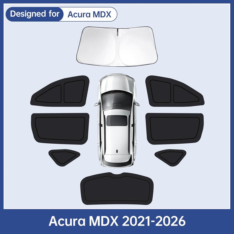 FSHAANY'S Car Window Shades for Acura MDX 2021-2026, Full Car Window Covers for Privacy, Sunshades for MDX Front Rear Windshield Side Windows to Block UV and Protect Privacy(6pcs) - Image 3